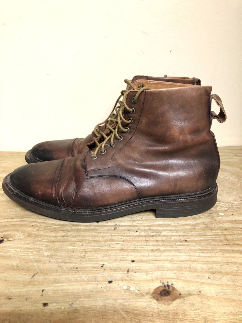 Polo Ralph Lauren Boots 12 Brown Cow Leather Asher Captoe Chukka Shoes